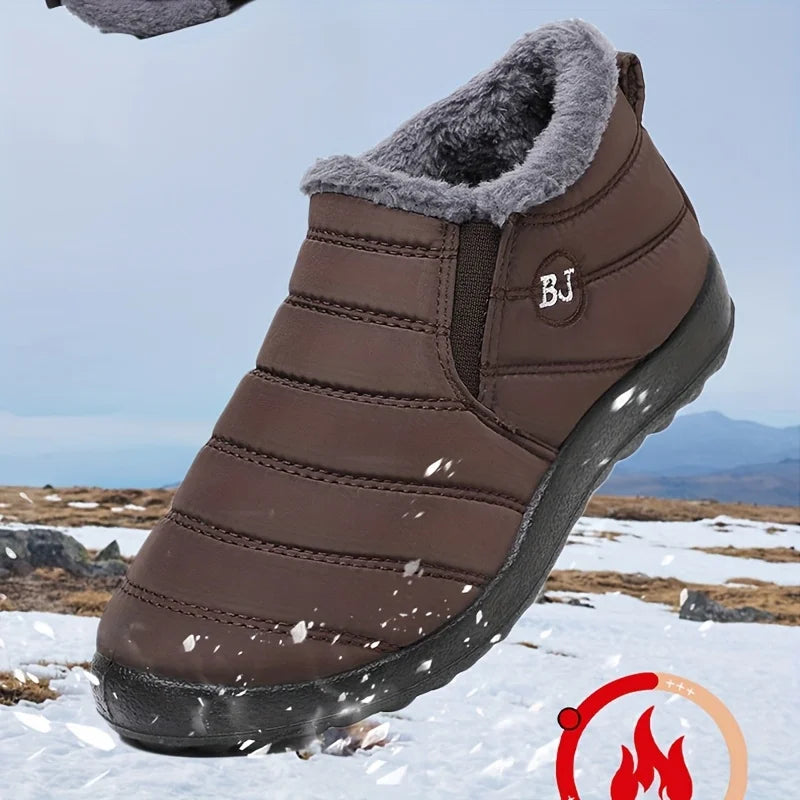Warm Snow Boots for Women Men Slip Resistant Thick Sole Arctic Insulation Round Toe Outdoor Shoes PU Sole