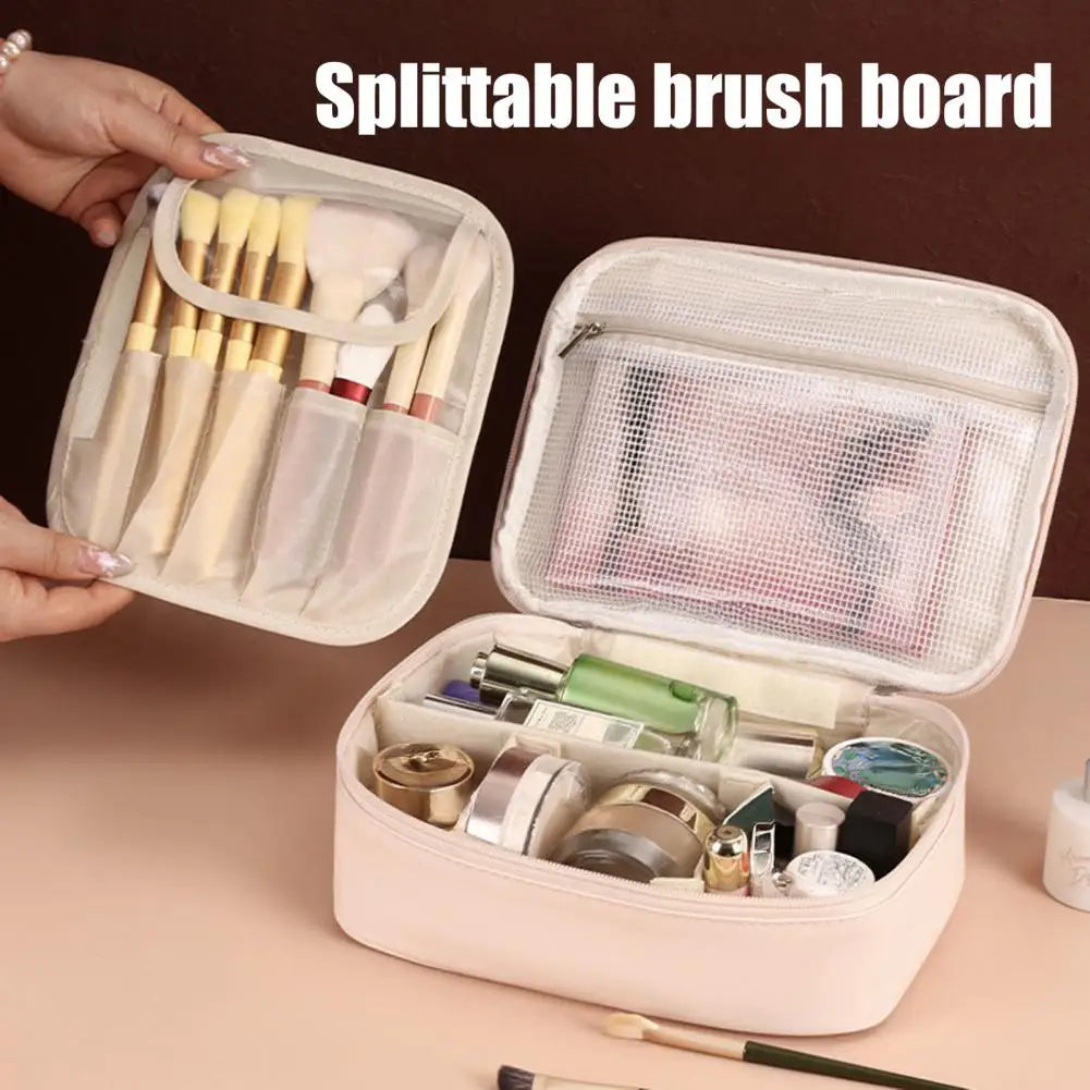 Large Capacity Cosmetic Bag Makeup Case with Top Handle Adjustable Divider Travel Makeup Organizer for Toiletries And Skincare