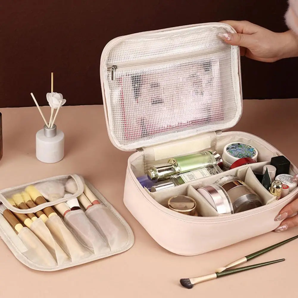 Large Capacity Cosmetic Bag Makeup Case with Top Handle Adjustable Divider Travel Makeup Organizer for Toiletries And Skincare