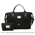 2pcs Set Large Capacity Travel Duffel Bag with Shoe Compartment and Cosmetic Pouch, Casual Nylon Gym Bag, Weekend Overnight Bag