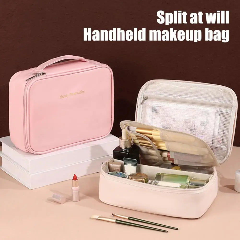 Large Capacity Cosmetic Bag Makeup Case with Top Handle Adjustable Divider Travel Makeup Organizer for Toiletries And Skincare