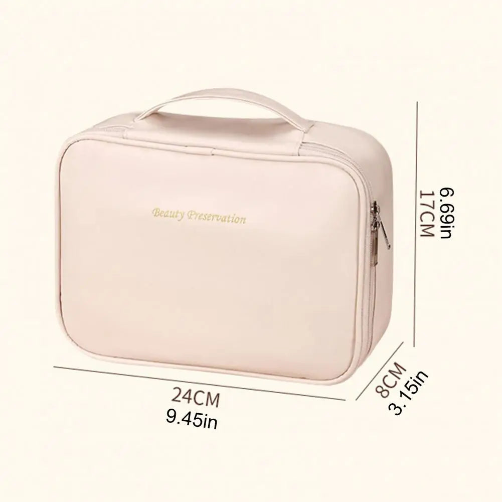 Large Capacity Cosmetic Bag Makeup Case with Top Handle Adjustable Divider Travel Makeup Organizer for Toiletries And Skincare