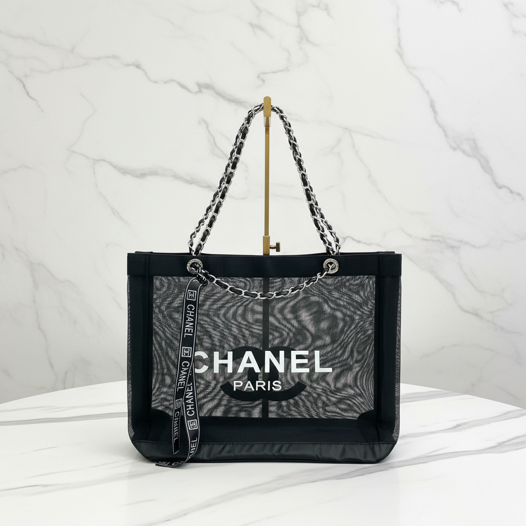 Chanel Mesh Tote - Front Logo Marble