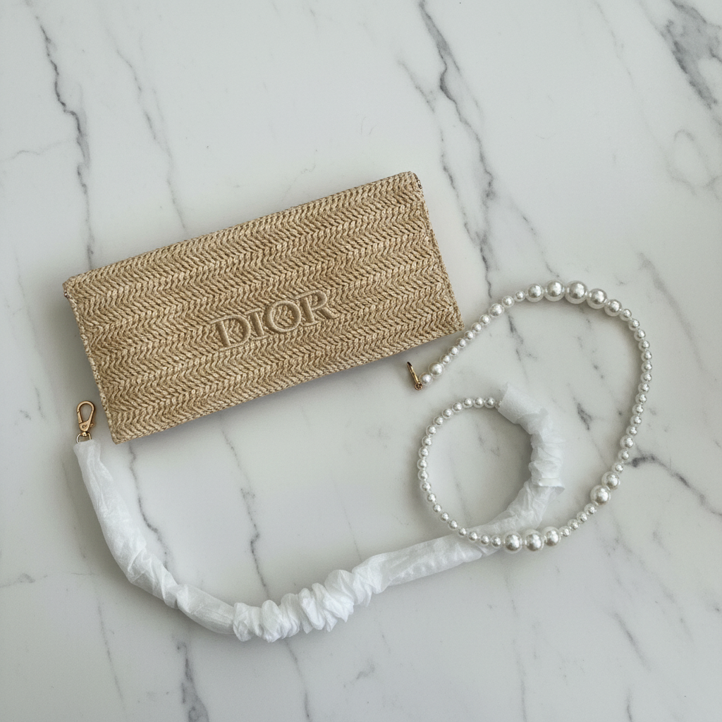 Dior Raffia Clutch - Full Set