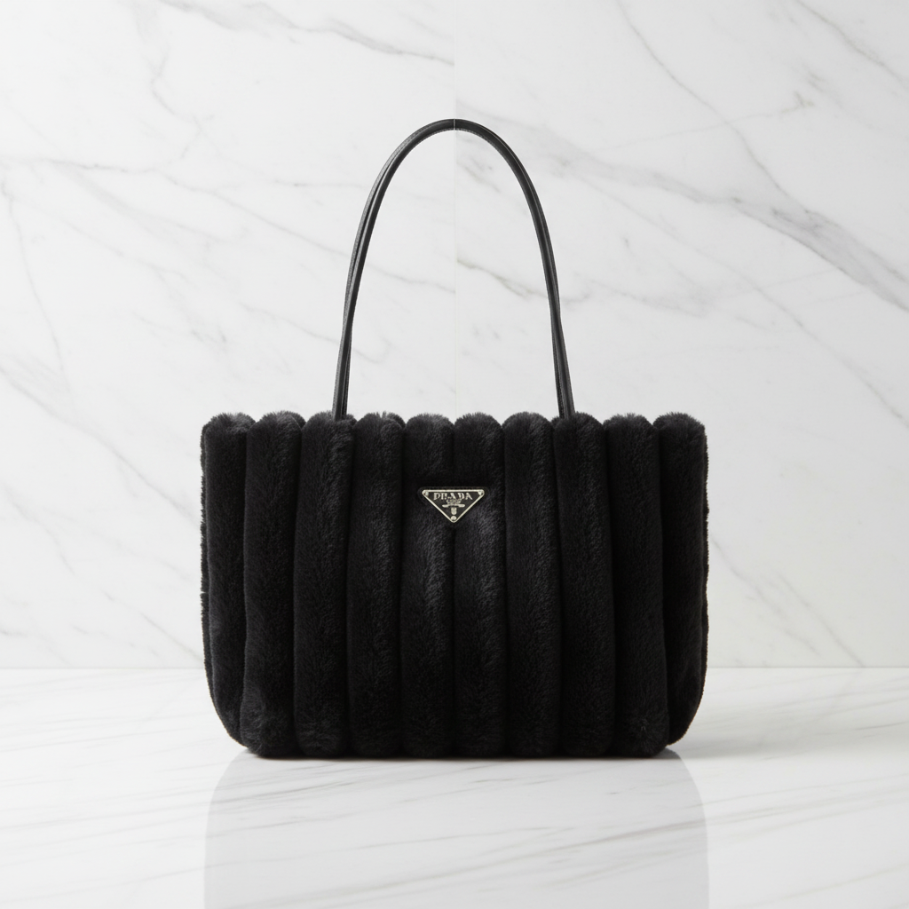 Prada Furry Bag - Black Front